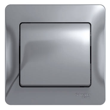 Systeme Electric Glossa Алюминий Выключатель 1-клавишный, сх.1, 10АХ (в сборе с рамкой)