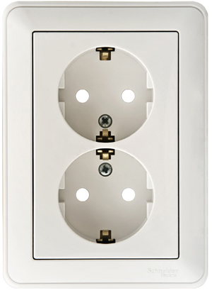 Systeme Electric Wessen 59 Бел Розетка 2-ая с/з с защитными шторками (в сборе, с рамкой)