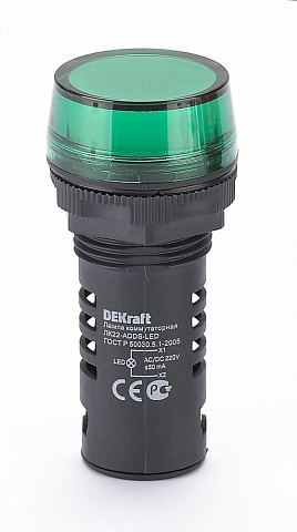 Dekraft Лампа комм. ADDS D22 LED зел. 220В AC/DC ЛK-22
