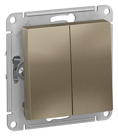 Systeme Electric AtlasDesign Шампань Переключатель 2-клавишный сх.6, 10АХ, механизм