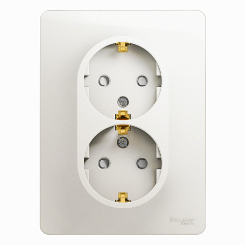 Systeme Electric Glossa Перламутр Розетка 2-ая с/з со шторками, 16А (в сборе)