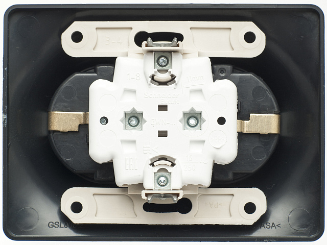 Systeme Electric Glossa Антрацит Розетка 2-ая с/з, 16А (в сборе)