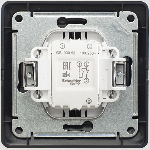 Systeme Electric Glossa Антрацит Выключатель 2-клавишный, сх.5, 10АХ (в сборе)