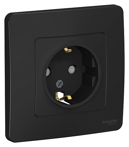 Systeme Electric Blanca внутр Антрацит Розетка с/з со шторками, 16А, 250В