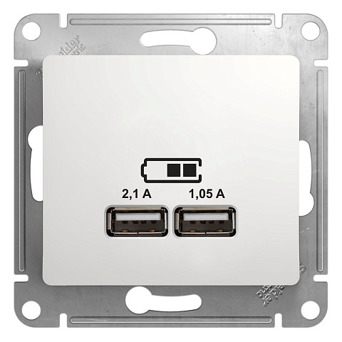 Systeme Electric Glossa Бел Розетка USB 5В/2,1А, 2х5В/1,05А