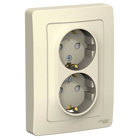Systeme Electric Blanca внутр Молочная Розетка 2-ая с/з со шторками, 16А, 250В