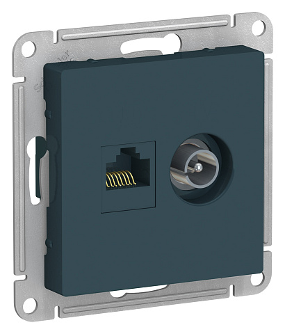 Systeme Electric AtlasDesign Изумруд Розетка двойная комп+ТВ, RJ45+TV, кат.5E, механизм