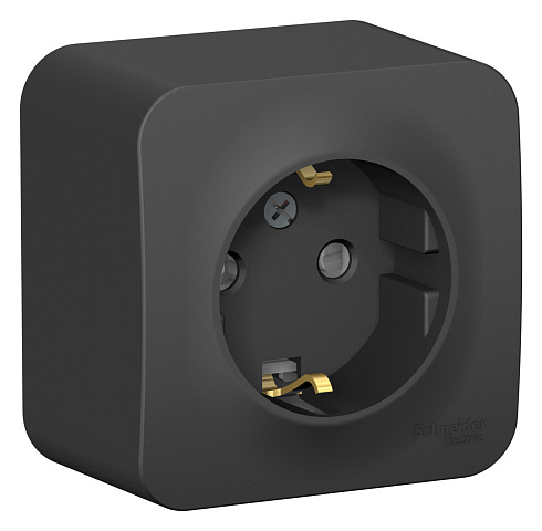 Systeme Electric Blanca наруж Антрацит Розетка с/з со шторками 16А, 250В, изолир. пластина