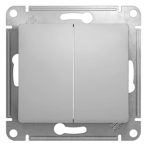 Systeme Electric Glossa Алюминий Переключатель 2-клавишный, сх.6, 10АХ