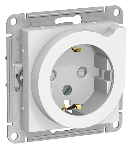 Systeme Electric AtlasDesign Бел Розетка с/з со шторками с выталк., 16А, механизм