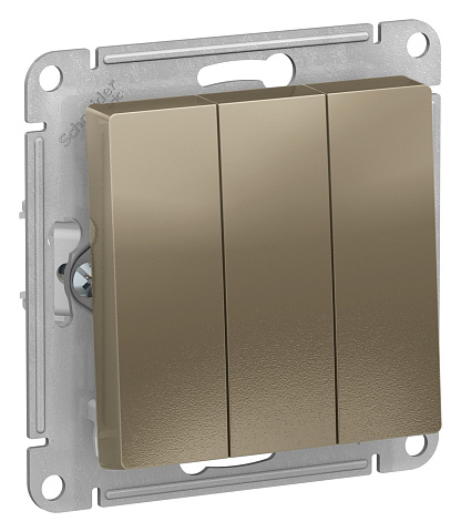 Systeme Electric AtlasDesign Шампань Выключатель 3-клавишный сх.1+1+1, 10АХ, механизм