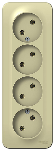 Systeme Electric Blanca наруж Беж Розетка 4-ая б/з без шторок, изолир. пластина 16А, 250В