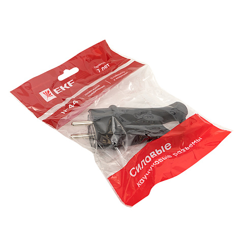 EKF Basic Вилка угловая каучуковая с кольцом 230В 2P+PE 16A IP44