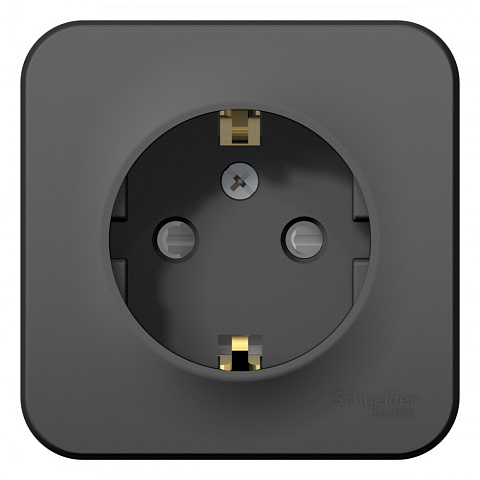Systeme Electric Blanca наруж Антрацит Розетка с/з со шторками 16А, 250В, изолир. пластина