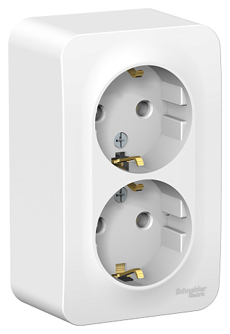 Systeme Electric Blanca наруж Бел Розетка 2-ая с/з без шторок, 16А, 250В
