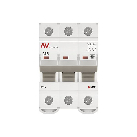 EKF Averes AV-6  Автоматический выключатель  (С) 3P 16А 6kA