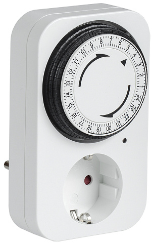 IEK РТМ-2 Розетка-таймер механический с индикацией 15мин 24ч 96on/off 16А IP20