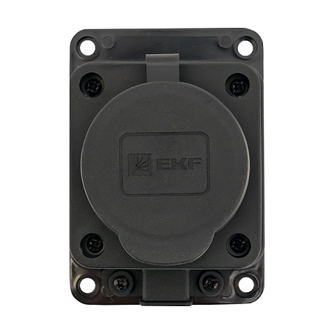 EKF Basic Розетка настенная с защитной крышкой каучуковая 230В 2P+PE 16A IP44