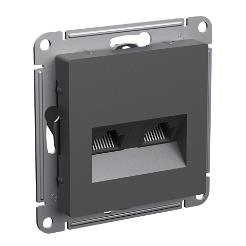Systeme Electric AtlasDesign Базальт Розетка двойная компьютерная RJ45+RJ45, кат.5Е, механизм