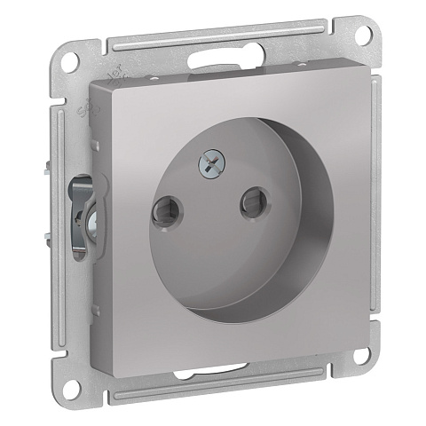 Systeme Electric AtlasDesign Алюминий Розетка б/з со шторками, 16А, механизм