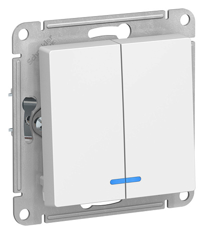 Systeme Electric AtlasDesign Лотос Выключатель 2-клавишный с подсветкой, сх.5а, 10АХ, механизм