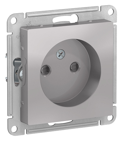 Systeme Electric AtlasDesign Алюминий Розетка б/з со шторками, 16А, механизм