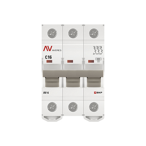 EKF Averes AV-6  Автоматический выключатель  (С) 3P 16А 6kA