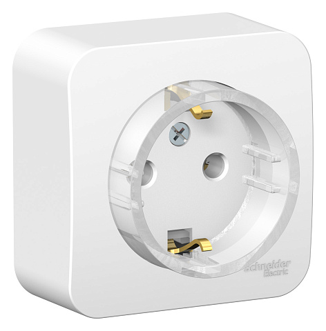 Systeme Electric Blanca наруж Бел Розетка с/з без шторок, (тонкая) 16А, 250В, изолир. пластина