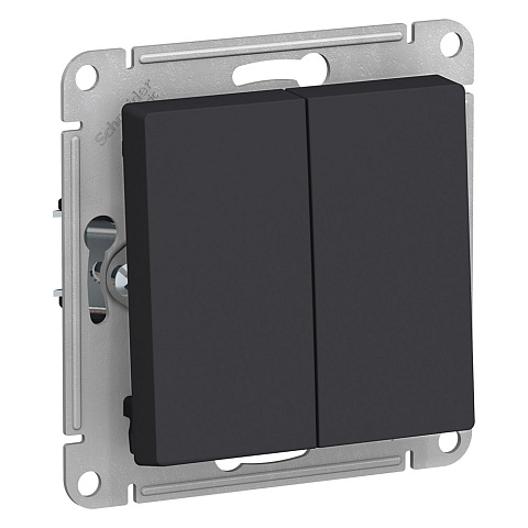 Systeme Electric AtlasDesign Карбон Выключатель 2-клавишный сх.5, 10АХ, механизм