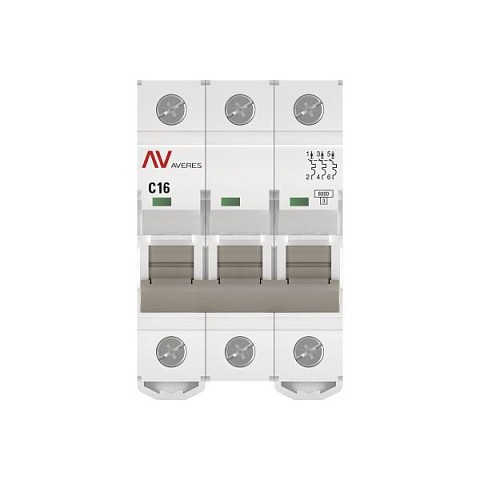 EKF Averes AV-6  Автоматический выключатель  (С) 3P 16А 6kA