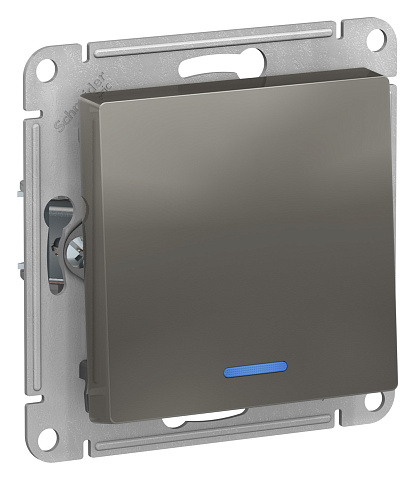Systeme Electric AtlasDesign Сталь Выключатель 1-клавишный с подсветкой, сх.1а, 10АХ, механизм