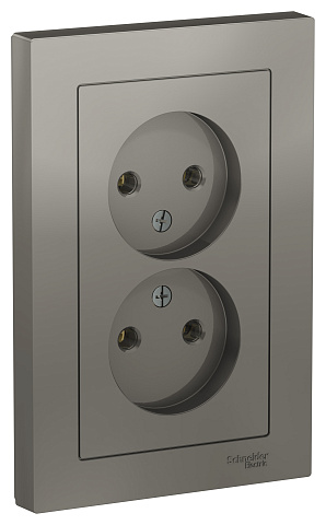 Systeme Electric AtlasDesign Сталь Розетка б/з двойная, 16А, в сборе