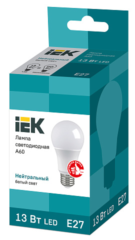 IEK Лампа светодиодная ECO A60 шар 13Вт 230В 4000К E27