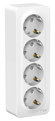 Systeme Electric Blanca наруж Бел Розетка 4-ая с/з со шторками 16А, 250В, изолир. пластина