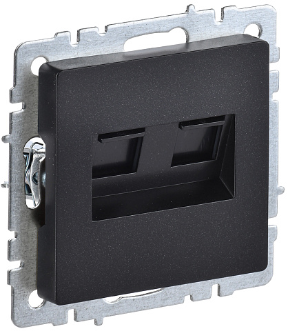IEK BRITE BASE Черный Розетка комп двойная RJ45 кат.5E РК10-2-БрЧ