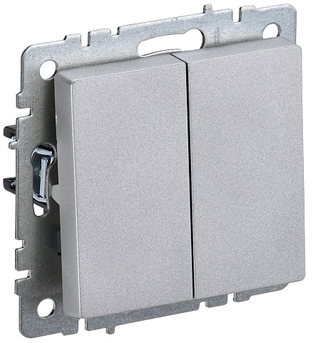 IEK BRITE BASE Алюминий Выключ. 2-кл прох 10А ВС10-2-6-БрА