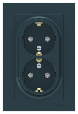Systeme Electric AtlasDesign Изумруд Розетка с/з двойная, со шторками, 16А, в сборе