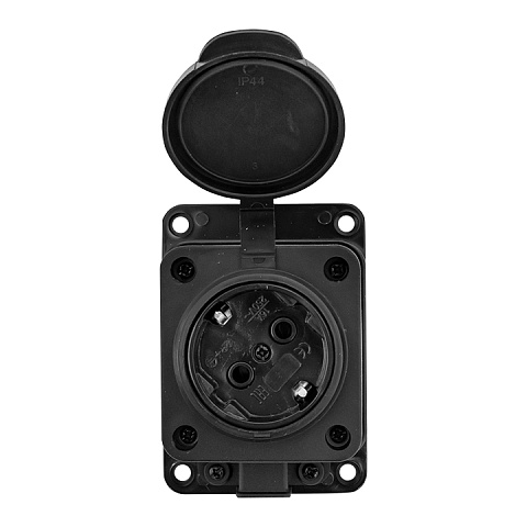 EKF Basic Розетка настенная с защитной крышкой каучуковая 230В 2P+PE 16A IP44