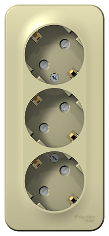 Systeme Electric Blanca наруж Беж Розетка 3-ая с/з со шторками, изолир. пластина 16А, 250В