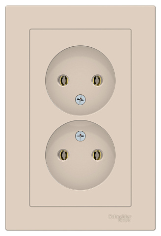 Systeme Electric AtlasDesign Беж Розетка б/з двойная, 16А, в сборе