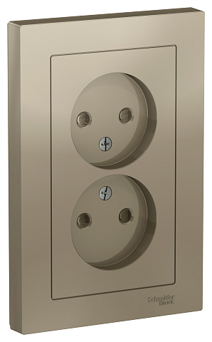Systeme Electric AtlasDesign Шампань Розетка б/з двойная, со шторками,16А, в сборе