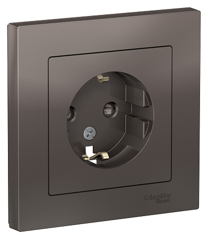 Systeme Electric AtlasDesign Мокко Розетка с/з со шторками, 16А, в сборе