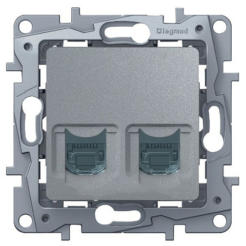 Legrand Etika Алюминий Розетка компьютерная 2-ая RJ45, категория 5е UTP - Etika - алюминий