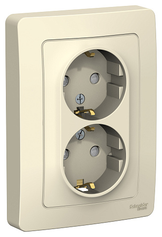 Systeme Electric Blanca внутр Молочная Розетка 2-ая с/з со шторками, 16А, 250В