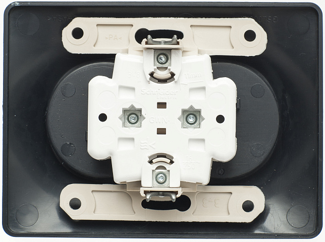 Systeme Electric Glossa Антрацит Розетка 2-ая б/з ,16А (в сборе)
