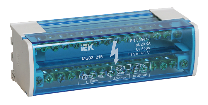 IEK Шины на DIN-рейку в корпусе (кросс-модуль) L+PEN 2х15