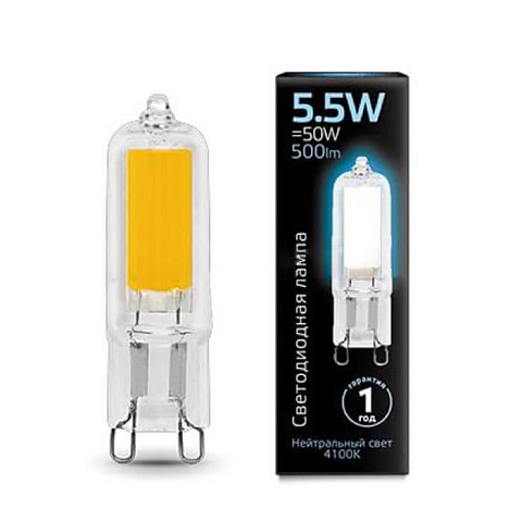 Gauss Лампа G9 AC220-240V 5.5W 500lm 4100K стекло LED