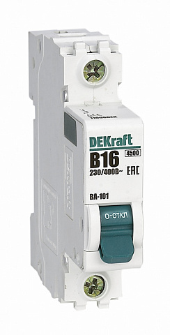 Dekraft Автоматический выключатель 1Р 16А х-ка B ВА-101 4,5кА
