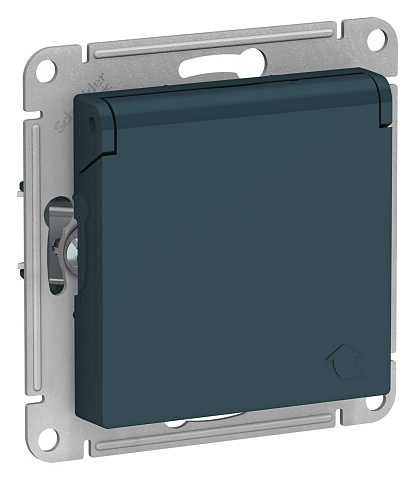 Systeme Electric AtlasDesign Изумруд Розетка с/з, со шторками, с крышкой, 16А, механизм
