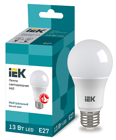 IEK Лампа светодиодная ECO A60 шар 13Вт 230В 4000К E27